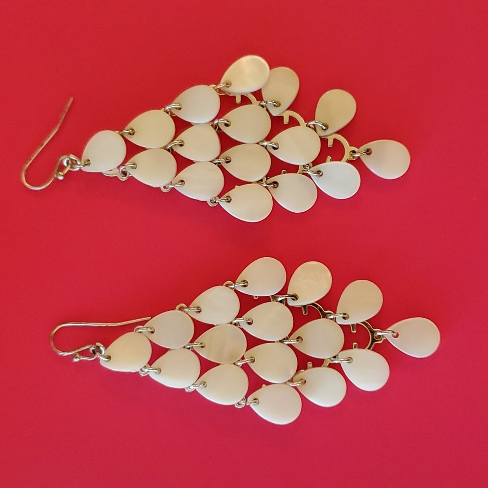 White shell chandelier earrings